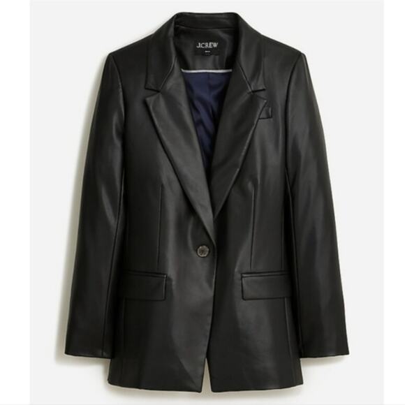 NEW J. Crew Willa Classic Black Faux Leather Blazer Size 6 - Picture 15 of 15